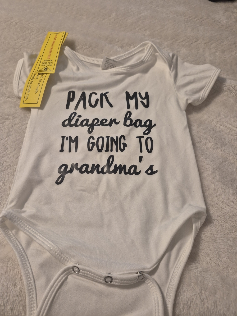White Baby One-Piece Bodysuit with 'Pack My Diaper Bag' Print
